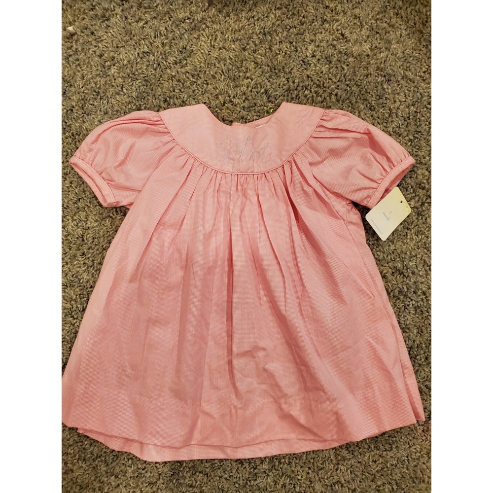 Petit Ami Short Sleeve Pink &‎ White Houndstooth Dress New wTag Monogrammed EDD